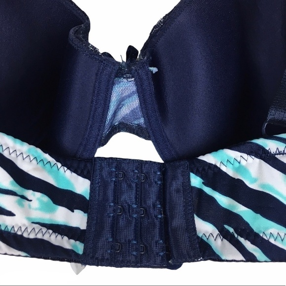 DREAMWEAR Bra Padded Underwire Animal Print Zebra Tiger Blue Size 40C - Picture 5 of 11